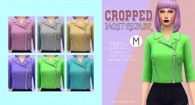 Sims 4 Cropped jacket recolor at Kass