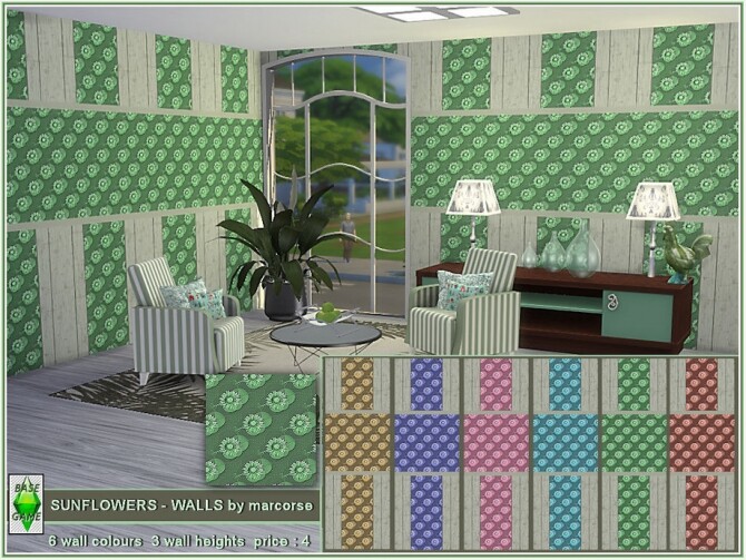 Sims 4 Sunflowers walls by marcorse at TSR