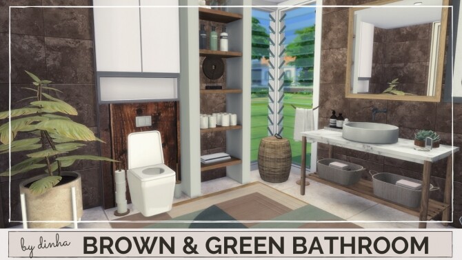 Sims 4 BROWN & GREEN BATHROOM at Dinha Gamer