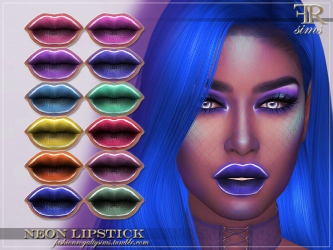 Sims 4 FRS Neon Lipstick by FashionRoyaltySims at TSR