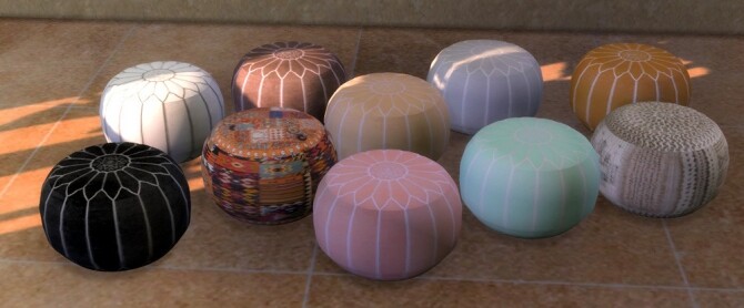 Sims 4 Recolors of Pouf, Moroccan slippers and lamp at Riekus13