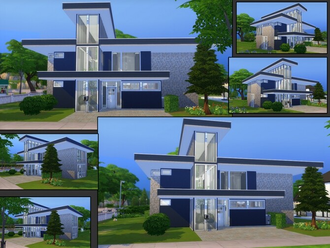 Sims 4 MB Black Blue Standard villa by matomibotaki at TSR