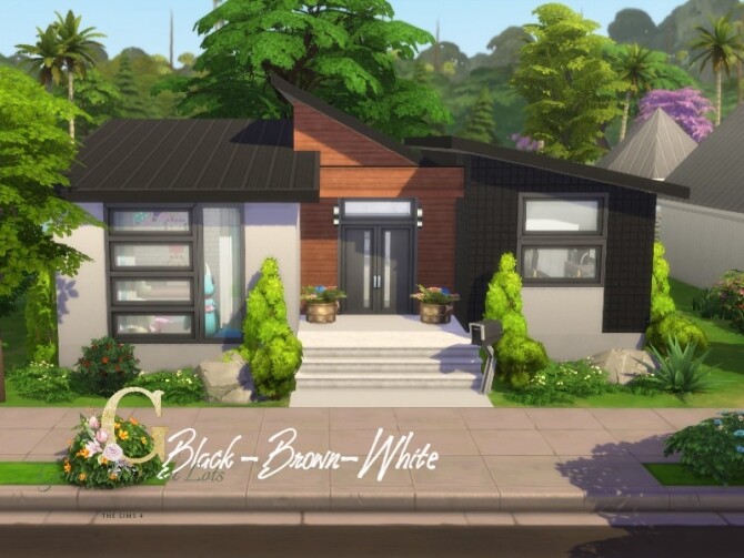 Sims 4 Black Brown White Home by GenkaiHaretsu at TSR