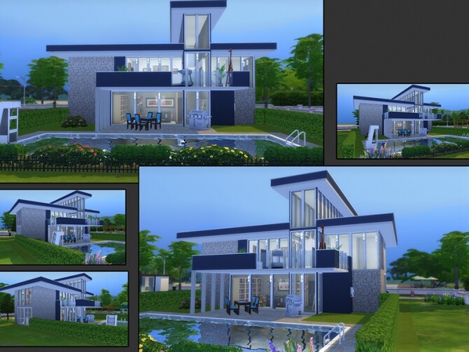 Sims 4 MB Black Blue Standard villa by matomibotaki at TSR