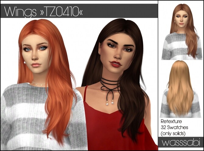 Sims 4 Wings TZ0410 hair retextured at Wasssabi Sims