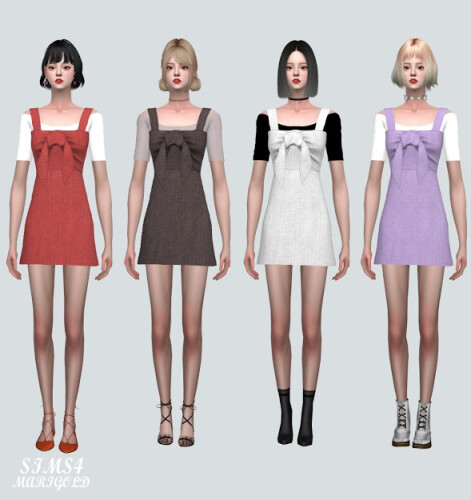 Summer Ribbon Sleeveless Dress With T V2 at Marigold » Sims 4 Updates