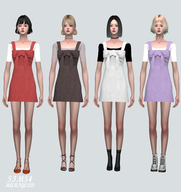 Sims 4 Summer Ribbon Sleeveless Dress With T V2 at Marigold