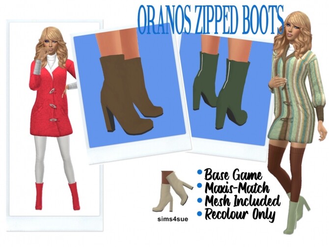 Sims 4 ORANOS’ ZIPPED BOOTS at Sims4Sue