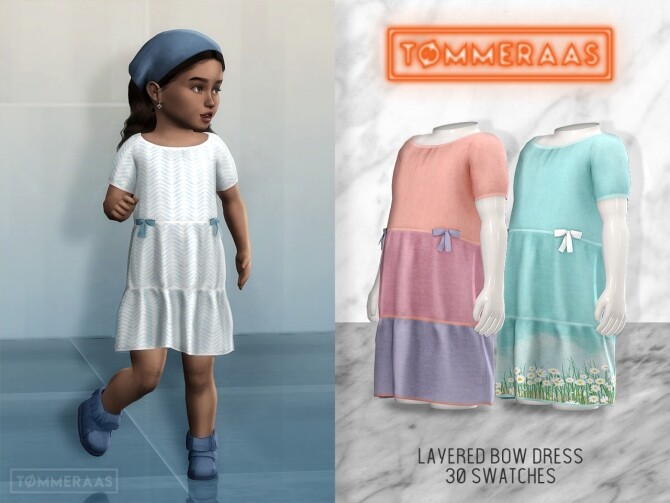 Sims 4 Layered Bow Dress #15 at TØMMERAAS