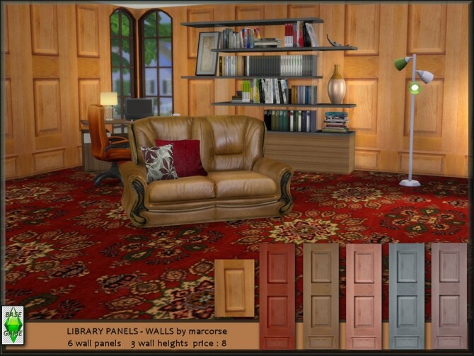 Sims 4 Library Panels Walls by marcorse at TSR