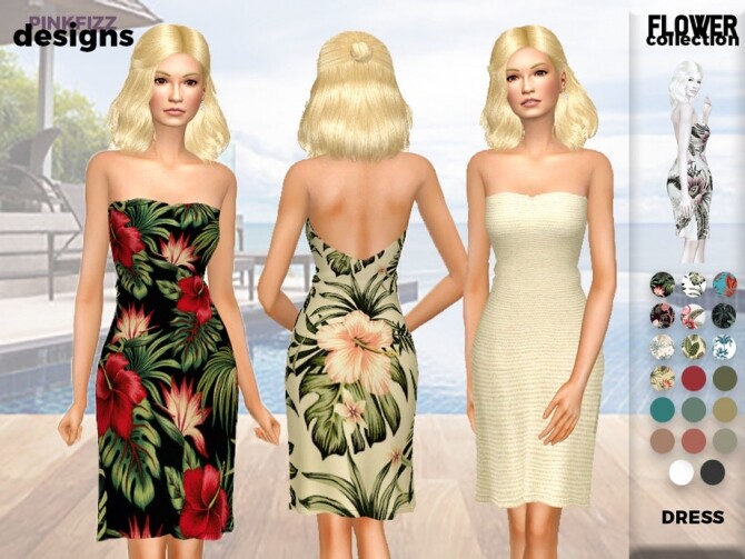Sims 4 Flower Dress PF144 by Pinkfizzzzz at TSR