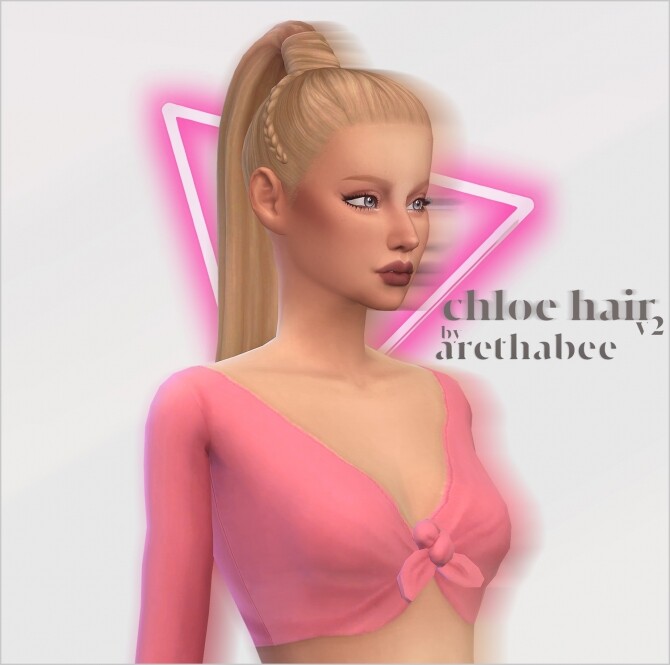 Sims 4 Chloe high ponytail hair two ver. at Arethabee