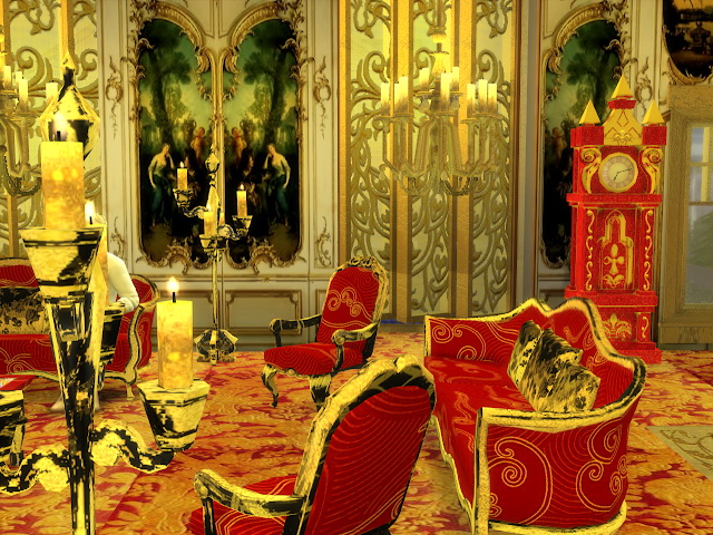 Sims 4 Golden/Black Living Room Set at Anna Quinn Stories