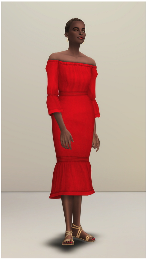 Sims 4 Off Shoulder Midi Dress at Rusty Nail