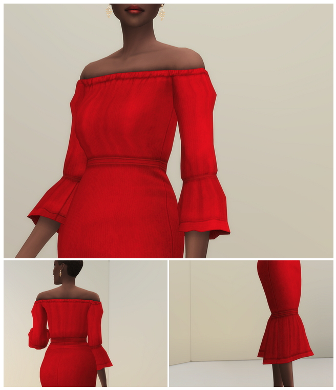 Sims 4 Off Shoulder Midi Dress at Rusty Nail