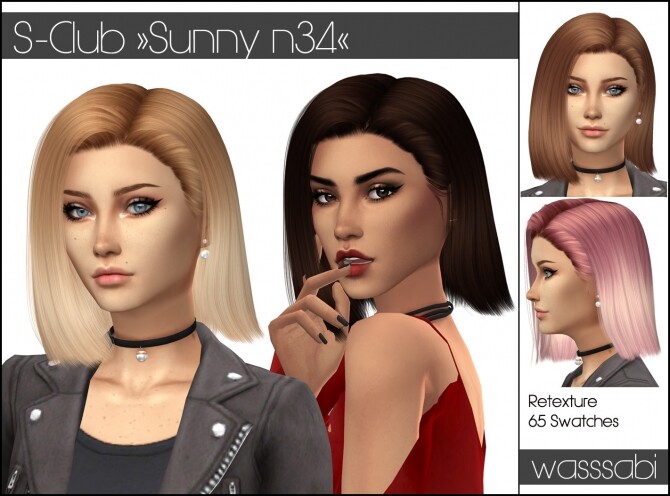 Sims 4 S Clubs Sunny n34 hair retextured at Wasssabi Sims