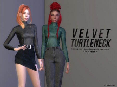 Velvet turtleneck by Alexa Catt at TSR