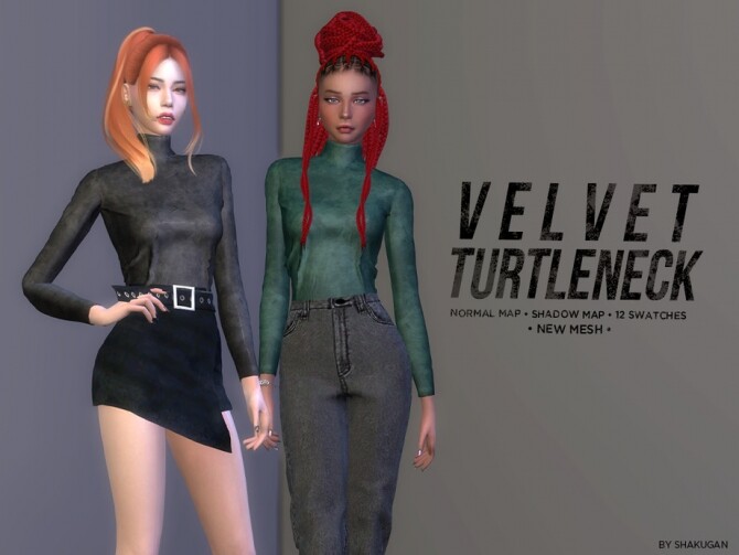 Sims 4 Velvet turtleneck by Alexa Catt at TSR