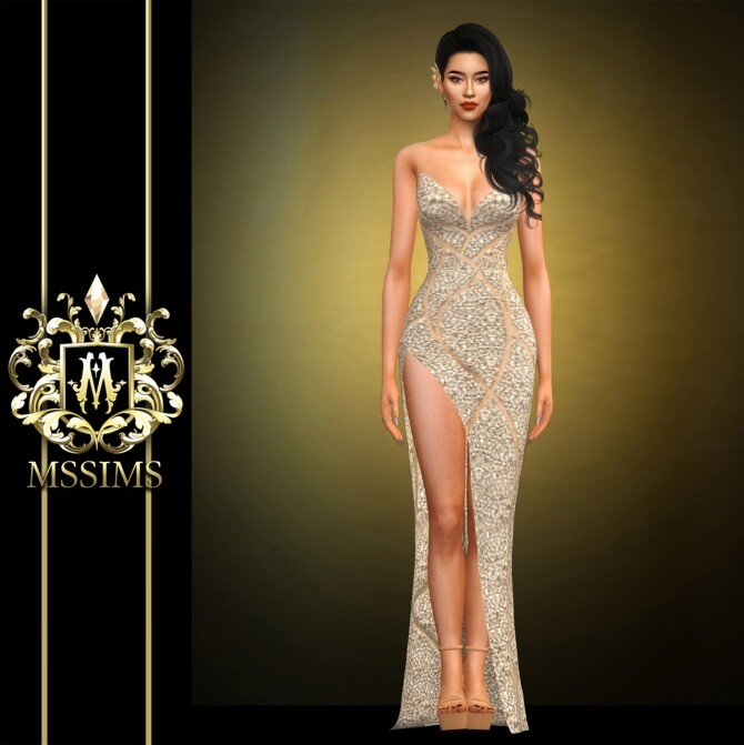 Sims 4 GRAY GOWN at MSSIMS