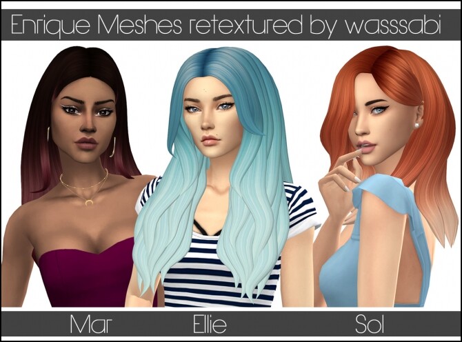 Sims 4 Enriques hairs Maxis Match retextures at Wasssabi Sims