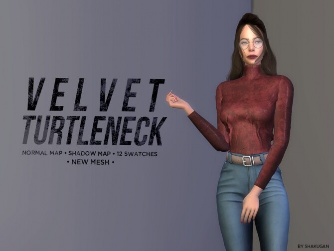 Sims 4 Velvet turtleneck by Alexa Catt at TSR