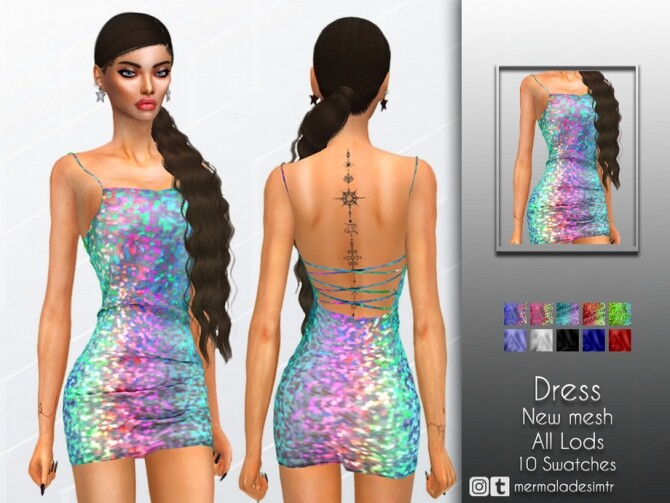 Sims 4 Glitter Dress by mermaladesimtr at TSR