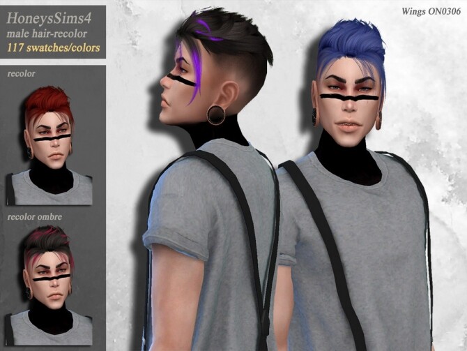 Sims 4 Wings ON0306 male hair recolor by HoneysSims4 at TSR