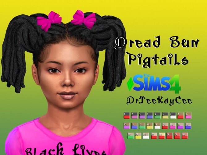 Sims 4 Dreads with Buns Pigtails by drteekaycee at TSR