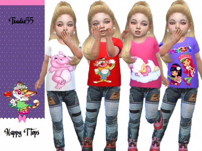 Sims 4 Happy T tops by TrudieOpp at TSR