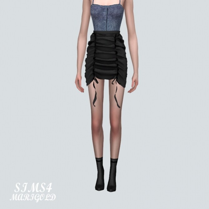 Sims 4 C Shirring Mini Skirt at Marigold