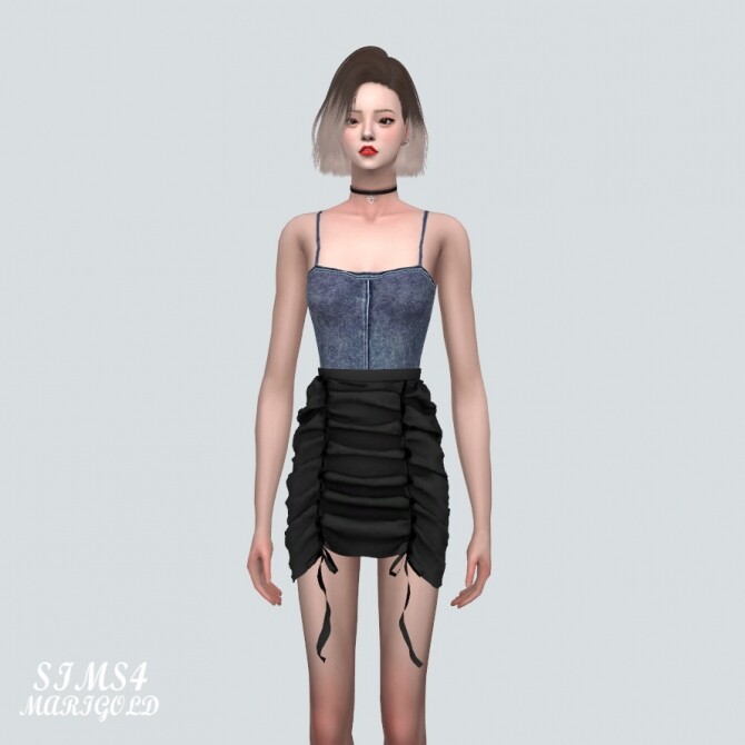 Sims 4 C Shirring Mini Skirt at Marigold