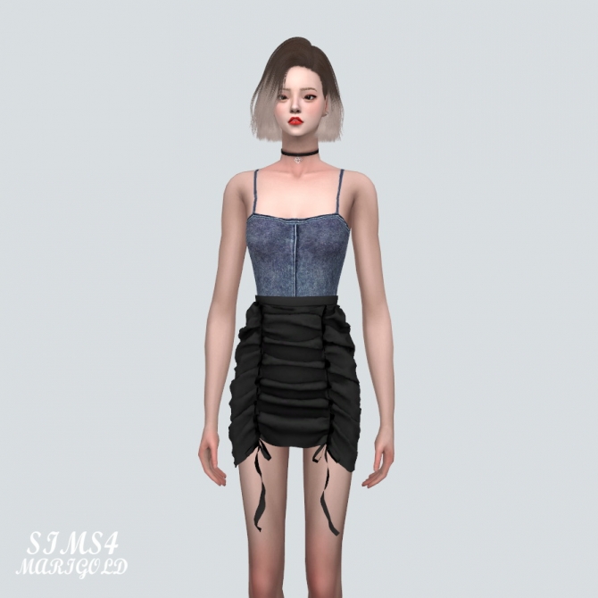 C Shirring Mini Skirt at Marigold » Sims 4 Updates