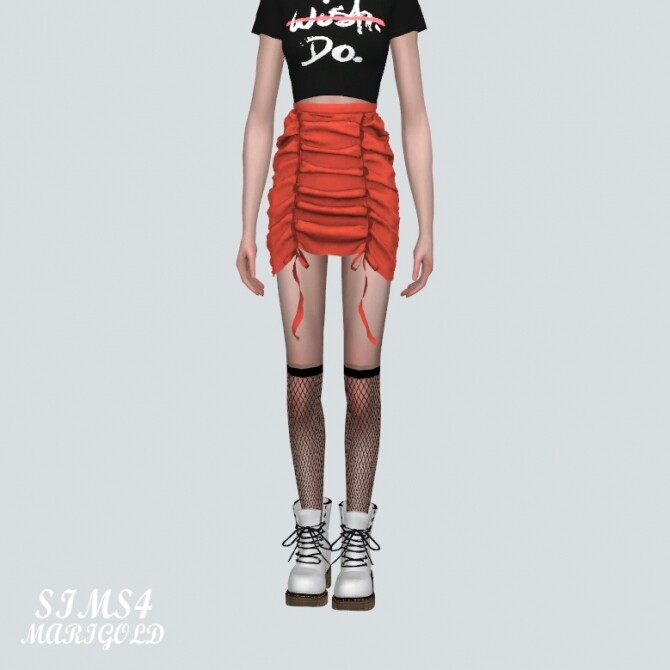 Sims 4 C Shirring Mini Skirt at Marigold