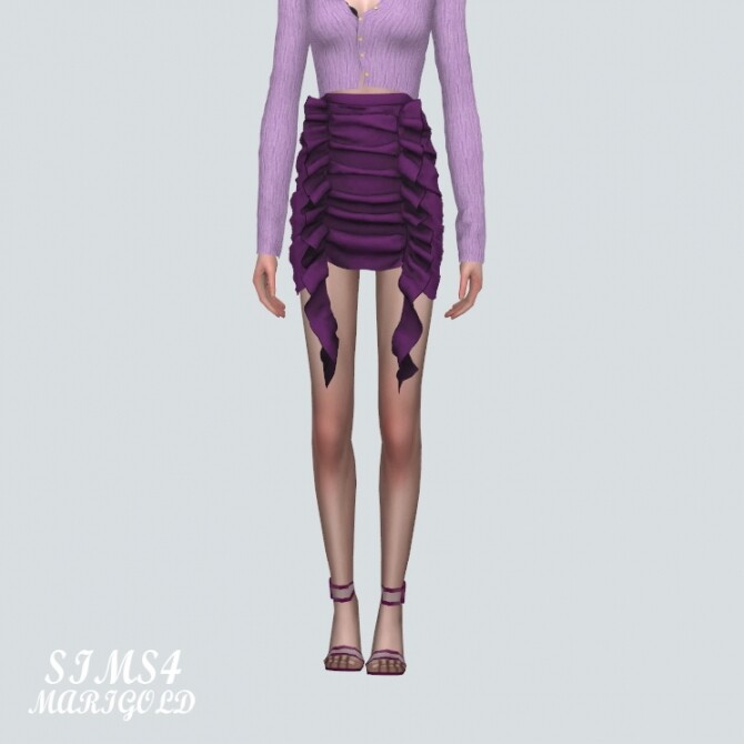 Sims 4 B Shirring Mini Skirt at Marigold