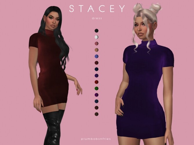 STACEY dress by Plumbobs n Fries at TSR » Sims 4 Updates