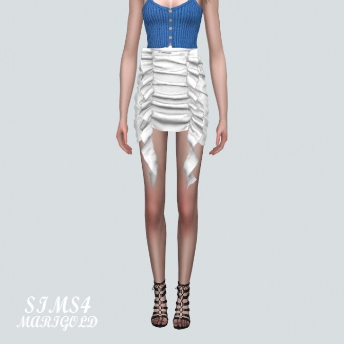 Sims 4 B Shirring Mini Skirt at Marigold