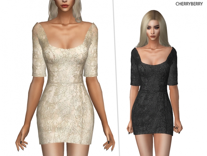 Embrace Embellished Dress by CherryBerrySim at TSR » Sims 4 Updates