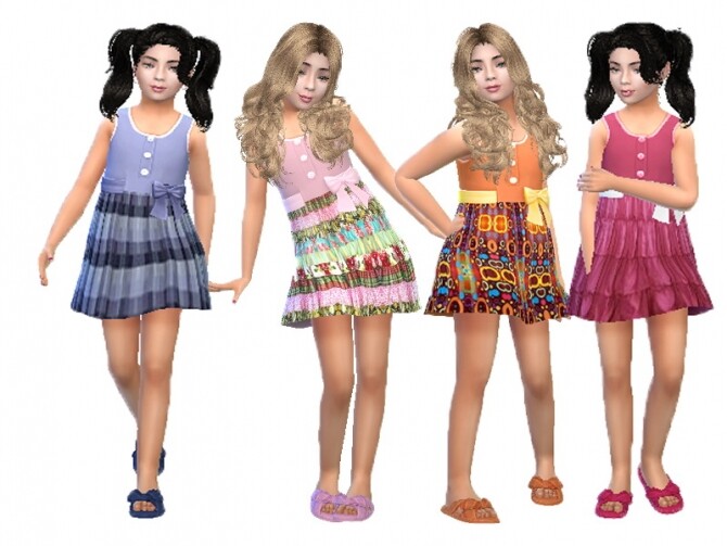 Sims 4 Button bow dress recolor by TrudieOpp at TSR