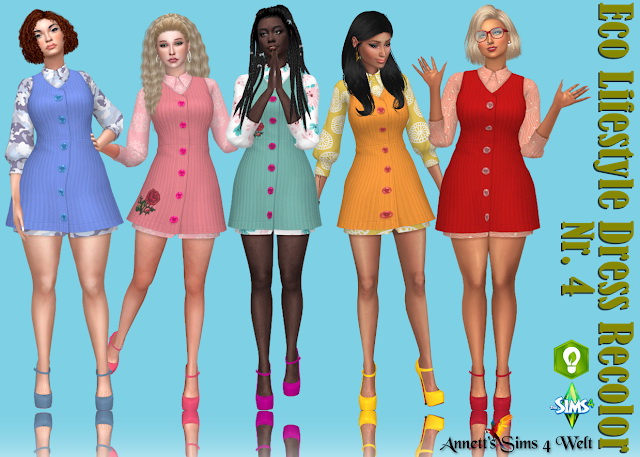 Sims 4 Eco Lifestyle Recolors Dress Nr. 4 at Annett’s Sims 4 Welt
