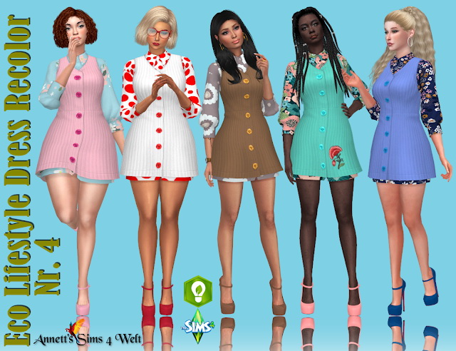 Sims 4 Eco Lifestyle Recolors Dress Nr. 4 at Annett’s Sims 4 Welt