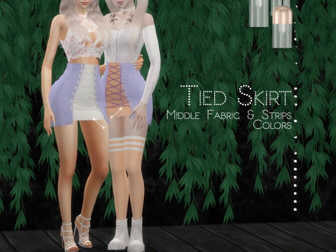 Sims 4 Tied Skirt Middle Fabric and Strips Colors by Dissia at TSR