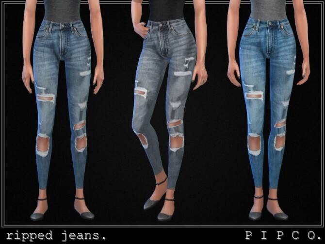 Sims 4 Ripped jeans set by Pipco at TSR