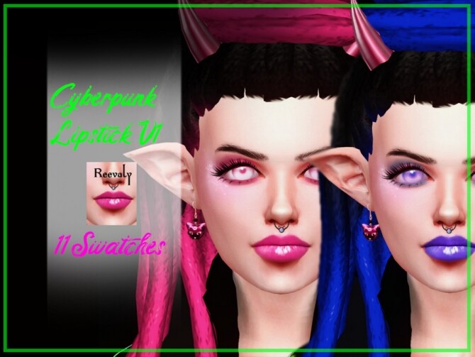 Sims 4 Cyberpunk Lipstick V1 by Reevaly at TSR