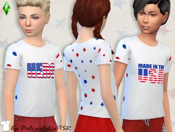 Sims 4 Children Patriotic Tee by Pelineldis at TSR