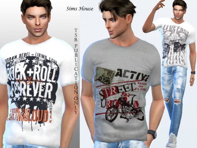 Sims 4 Mens retro grunge t shirt by Sims House at TSR