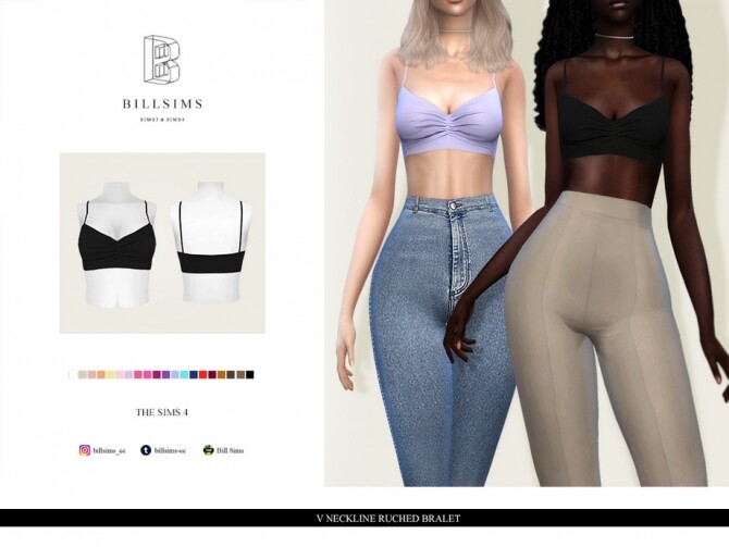 Sims 4 V Neckline Ruched Bralet by Bill Sims at TSR