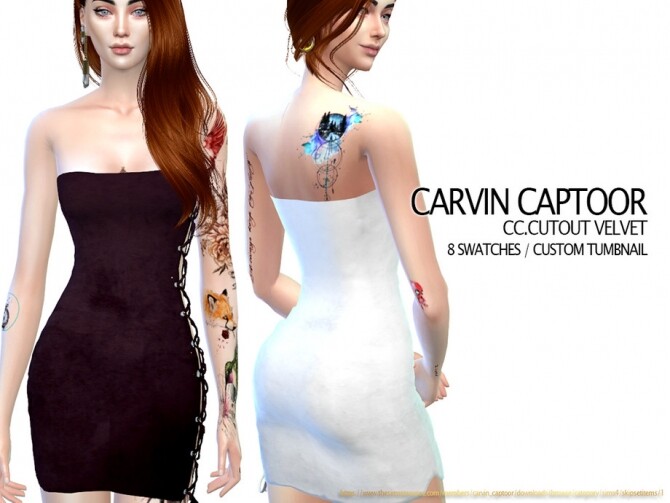 Sims 4 Cutout velvet dress by carvin captoor at TSR