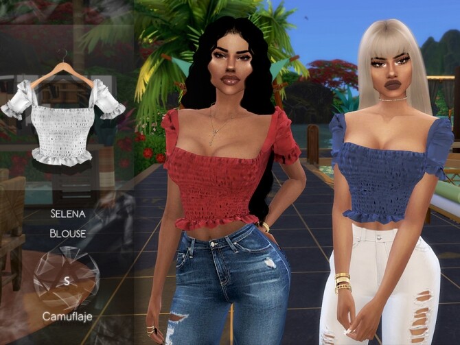 Sims 4 Selena Blouse by Camuflaje at TSR