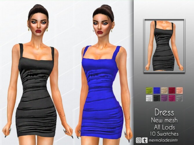 Sims 4 Sateen Dress by mermaladesimtr at TSR