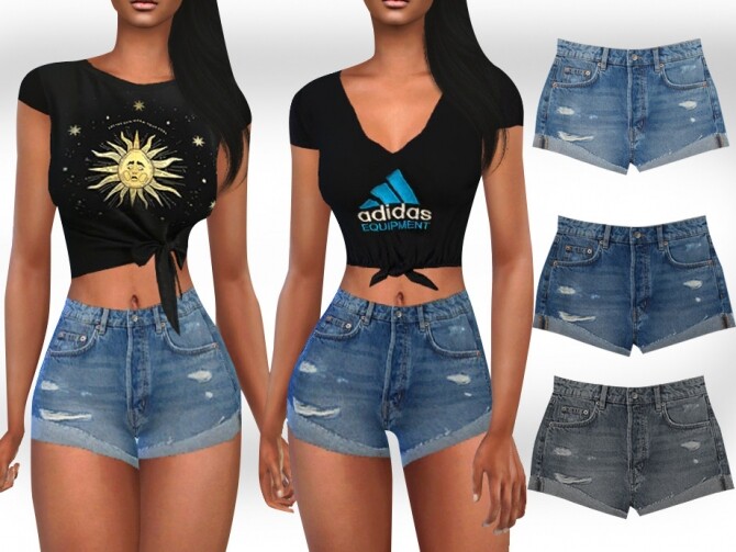 Sims 4 Summer Style Ripped Mini Shorts by Saliwa at TSR